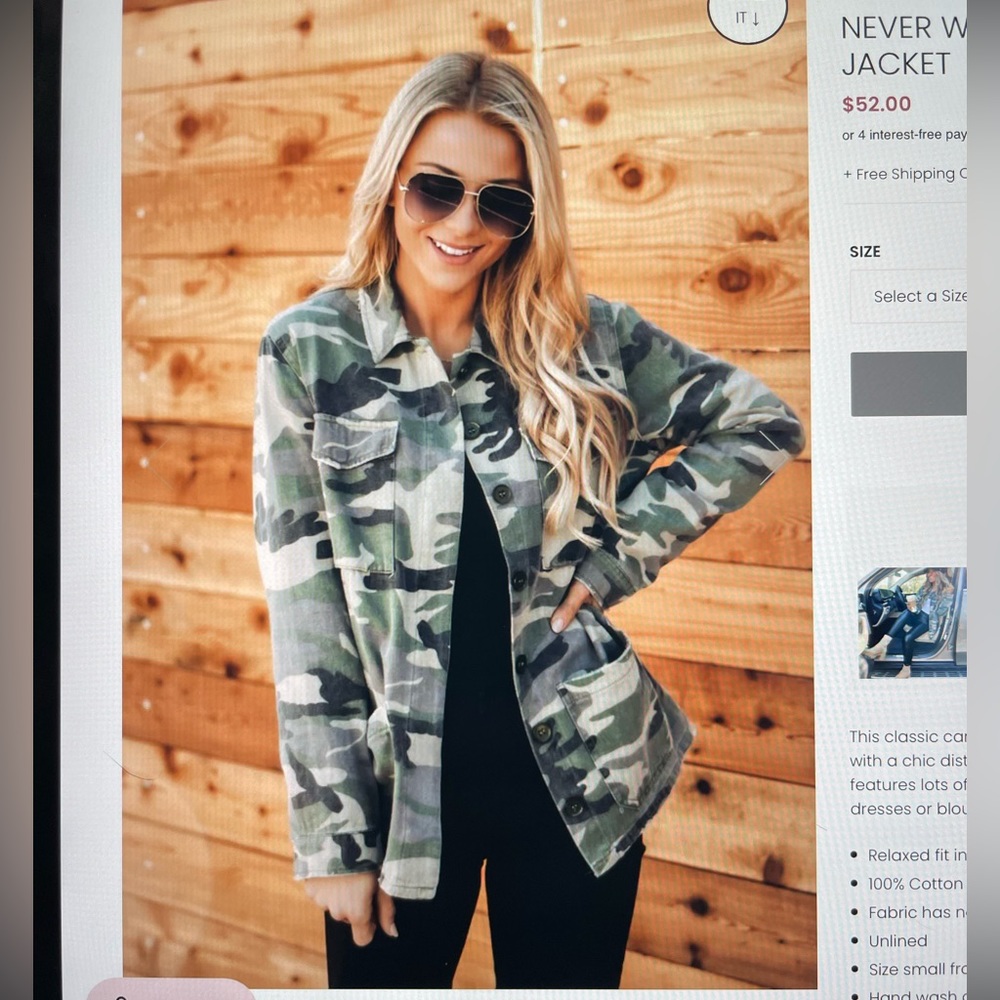 Pink Lily Never Without Your Love Camo Jacket